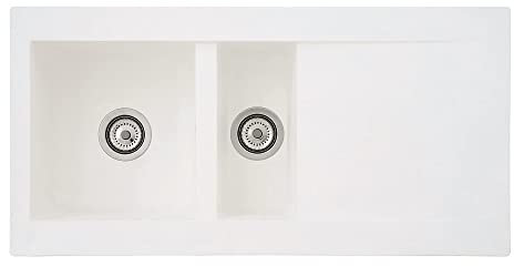 Respekta Denver Mineralite-Verbundstoffspüle in Weiß / 1,5 Becken Einbauspüle in 100 x 50 cm/Spülbecken geeignet für Unterschränke ab 60 cm Breite