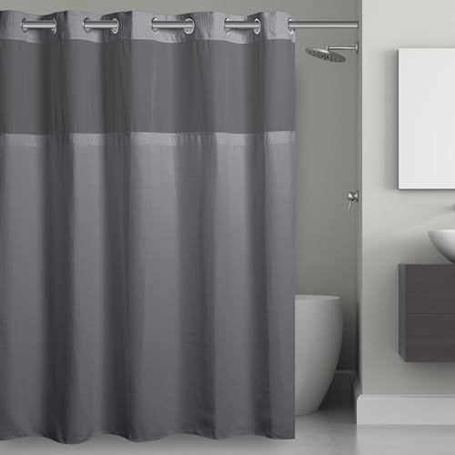 Hookless Fabric Shower Curtain with Built in Liner -Grey