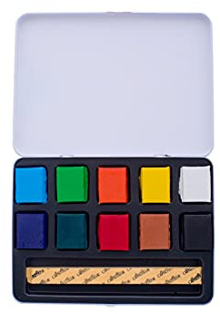 Cretacolor Aquarellkreide Aqua Brique 1/2-Format, sort., 10er-Metalletui