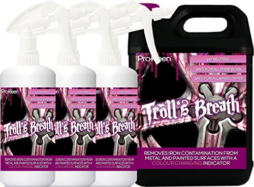 Pro-Kleen Troll's Breath Iron Fallout Remover - Safe for all Wheel Types - pH Neutral Formula with Colour Changing Indicator (8 Litres)