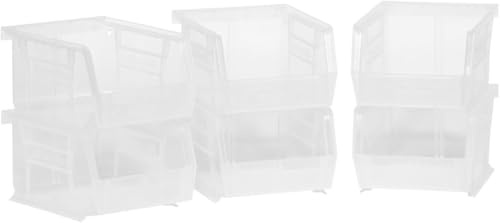 Akro-Mils 30210 AkroBins Plastic Storage Bins, Space-Saving Stackable Bins for Garage, Pantry, Craft Organization, 5 x 4 x 3, Clear, 6-Pack