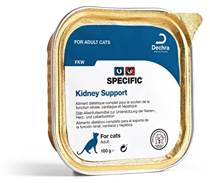 SPECIFIC® Kidney Support (FKW) - 7x100g - Cibo umido per gatti adulti - Omega 3 e olio di krill - Basso contenuto proteico per un ridurre il carico di lavoro dei reni - DECHRA Veterinary Products