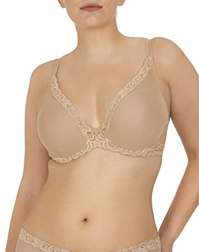 Natori Womens Feathers Contour Plunge Bra, Cafe, 34C