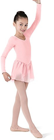Bloch Dance Mädchen-Gymnastikanzug mit Blumenmuster, langärmelig, Hellrosa, Größe 6 x 7