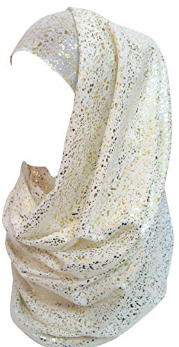 Châle léger pour femme Hijab musulman à paillettes dorées scintillantes, blanc, taille unique