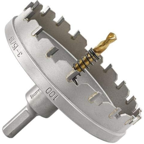 Starrett Tungsten Carbide Tipped Hole Saw - SM100 Sheet Metal Cutter With Arbor & Pilot Drill Bit - For Drilling Stainless Steel Aluminum Alloy - 100 mm