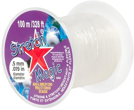 Stretch Magic Bead & Jewelry Cord - Strong & Stretchy, Easy to Knot - Clear Color - 0.5mm Diameter - 100-Meter (328 ft) Spool - Elastic String for Making Beaded Jewelry