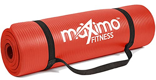 Maximo Fitnessmatte – Dicke Premium Yogamatte – 183 cm Länge x 60 cm Breite x 1,2 cm (12mm) – Mehrzweck-Verwendung – Perfekt für Yoga, Pilates, Gym, Sit-ups und Dehnen. (Red)