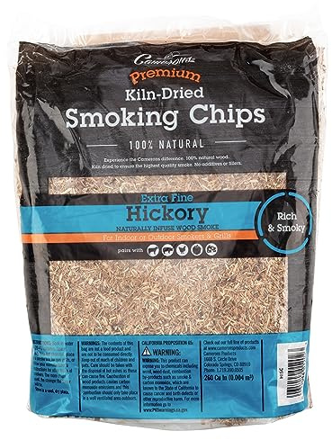 Camerons All Natural Extra Fine Hickory BBQ Wood Chips, 260 Cu in Bag, 2 Lb