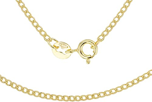 CARISSIMA Unisex 9 ct Yellow Gold 1.7 mm Flat Curb Chain Necklace of Length 41 cm/16 Inch