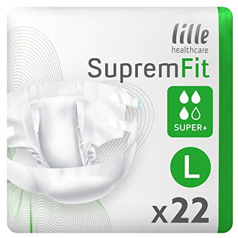 LILLE Suprem Fit All-in-One Briefs, Pack of 20, Super +, 3100ml, Adult Diapers for Men and Women, Incontinence Pants with Anti-Leak Barriers for Hygienic Use, Absorbent Undergarments
