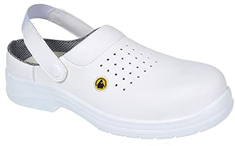 Portwest Portwest Compositelite ESD Perforated Safety Clog SB AE, Size: 42, Colour: White, FC03WHR42