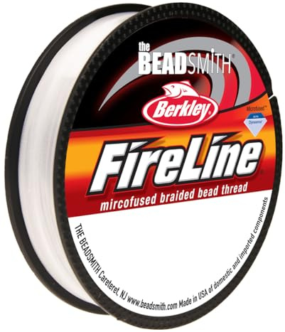 The Beadsmith Fireline by Berkley – Micro-Fused Braided Thread – 4lb. Test, 005”/.12mm Diameter, 50 Yard Spool, Crystal Color – Super Strong Stringing Material for Jewelry Making and Bead Weaving