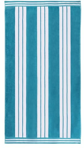 Superior Cotton Cabana Striped Beach Towels, Colorful Towels for Adult, Kid, Pool, Swimming, Sand, Travel, Large Oversized, Absorbent, Fast Drying, Bath Basics, Cabana Collection, 1 Piece, Turquoise