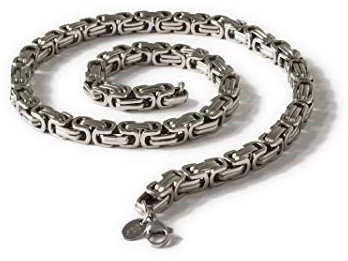 Fly Style 5 mm Starke Vierkant-Königskette oder Königs-Armband aus Edelstahl, Farbwahl:Silber, Längen:50 cm