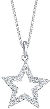 Elli Halskette Damen Stern Anhänger Astro mit Kristallen in 925 Sterling Silber