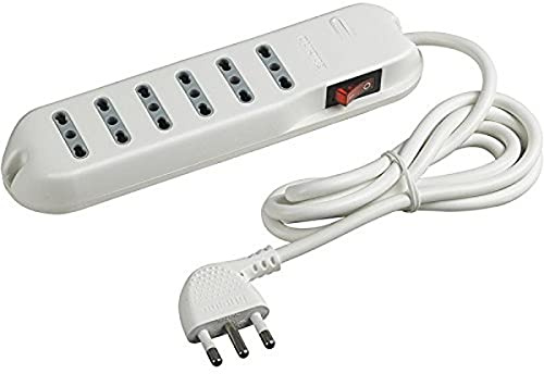 BTicino 3631DB Ciabatta Multipresa a 6 Uscite Bipasso con Interruttore Luminoso, 3500 W, 250 V, Bianco