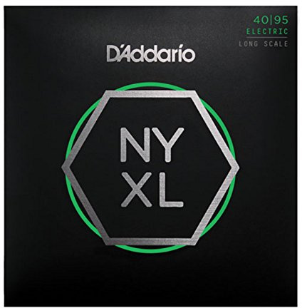 D'Addario Bass Guitar Strings, NYXL Nickel Plated, NYXL4095, Super Light Gauge 40-95, Long Scale, 4-String Set, Pack of 1