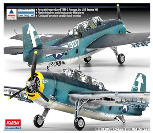 Academy TBM-3 USS Bunker Hill Airplane Model Building Kit, Navy