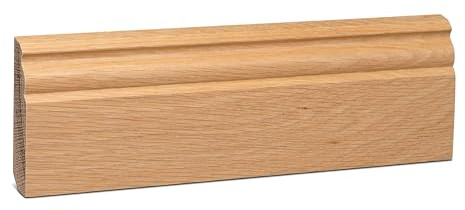 KGM Hamburger Sockelleiste Altberliner Profil - Eiche natur lackiert - Fußbodenleiste aus Eiche Massivholz - Maße: 2400 x 22 x 96 mm - 1 Stück