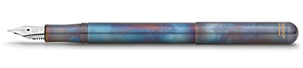 Kaweco LILIPUT Füllhalter Fireblue I Exklusiver Edelstahl Füllfederhalter für Tintenpatronen inklusive Retro Metallbox I Füller 12,5 cm I Federbreite: B (Breit)