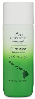Absolutely Natural - 100% Pure Aloe Vera Cooling Gel - Lotion for Sunburn Relief & Rashes - Premium Sun Care with Vitamin E, Eucalyptus - 6 oz