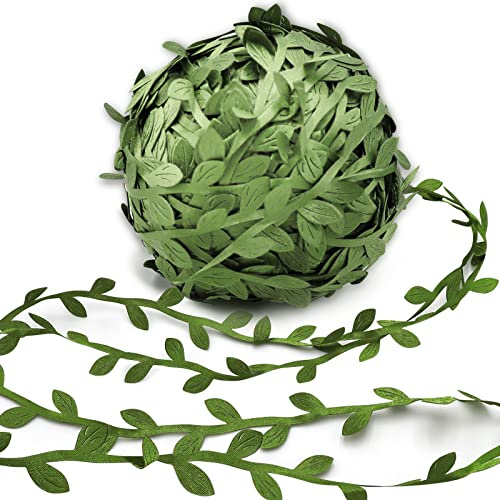 Hecaty 269ft Leaf Ribbon, Artificial Vines Leaf String Trim Ribbon - for Baby Shower, Jungle Wild Botanical Greenery, Spring Wedding & Home Party Decorations, Balloon Garland, Wreaths & DIY Craft