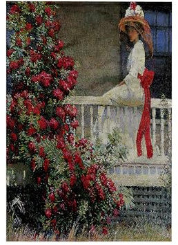 3dRose The Crimson Rambler by Philip Leslie Hale Victorian Lady and Roses 15x22 Hand Towel