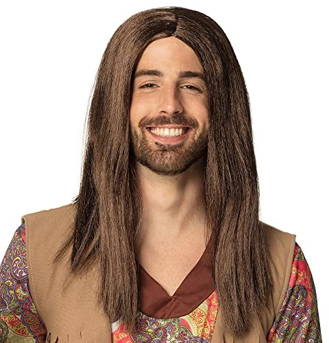 Boland 86369 - John peruk, brun, långt hår, hippie, mitten av ray, blommakraft, rockstjärna, kostym, karneval, temafest