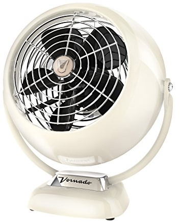 Vornado VFAN™ Jr. Vintage Metal Desk Fan, 2-Speed, Retro Air Circulator with Adjustable Tilt, Fan for Bedroom, Office and Dorm Room Cooling, Vintage White