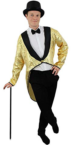 MENS GOLD SEQUIN TAILCOAT FANCY DRESS COSTUME ACCESSORY DANCE SHOW PALE GOLD TAIL COAT UNISEX OUTFIT (LARGE - UPTO 44 INCH CHEST)
