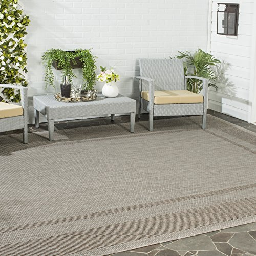SAFAVIEH Washable Rug Outdoor Courtyard Collection - 9' x 12', Beige & Brown, Non-Shedding & Easy Cleaning, Ideal for Patio, Backyard, Mudroom (CY8477-36312)