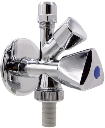 Schläfer 437011 | Rubinetto Sottolavabo Combinato a 2 Uscite 1/2, Raccordo per Tubetto in Rame da 10mm, Attacco Flessibile 3/8, Rubinetto con ingresso acqua per lavatrice e Lavastoviglie