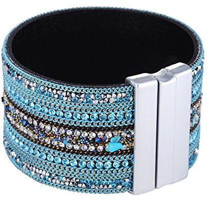 Morella Bracciale Donna Largo Decorato con zirconi e Strass e con Chiusura Magnetica
