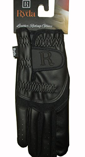 Ryda Black Leather Palm Ladies Competition Horse Riding Gloves