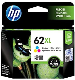 HP C2P07AE 62XL High Yield Original Ink Cartridge, Tri-color, Pack of 1 (package may vary)