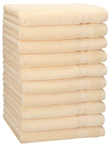 Betz 10er Set Gästehandtücher Gästetuch Gold 100% Baumwolle Qualität 600 g/m² Größe 30 x 50 cm Farbe beige