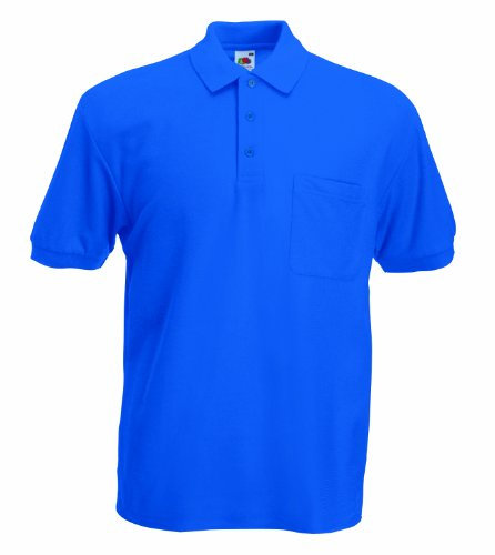 Fruit of the Loom kurzärmliges Polo-Shirt für Herren, Stil „Pocket Pique“ Gr. Medium, königsblau