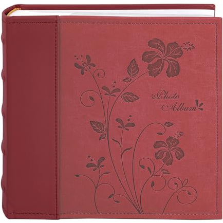 Photo Album holds 4x6 200 Horizontal Pictures with Memo Space (Red)