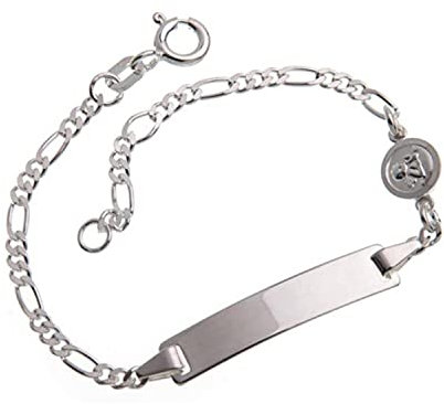 Silberketten Store Baby- & Kinder ID Armband mit Engel-Anhänger inkl. Gravur & Geschenksäckchen I aus 925 Silber gefertigt I nickelfrei für Allergiker geeignet I 10 Schriftarten I 14 cm