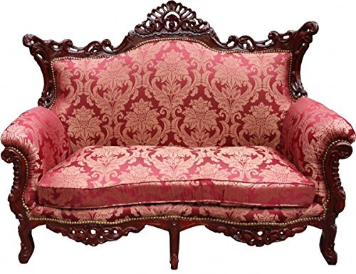 Casa Padrino Barock 2er Sofa Master Bordeaux Muster/Braunrot - Wohnzimmer Couch Möbel Lounge