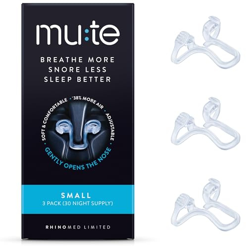 Mute Nasal Dilator Snoring Solution | Small 3 Pack | Snore Less & Sleep Better | Nasal Strip Alternative | Comfortable Breathing Aids for Better Sleep & Improved Airflow