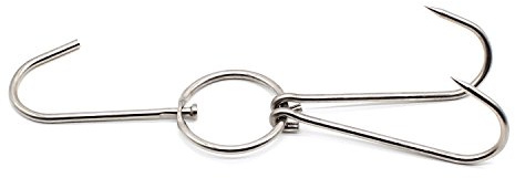 304 Stainless Steel Pot Hooks Double Meat Hooks Upgrade Powerful 11 Inch Rotary Device Slaughtering Barbecue Easier and More Powerful