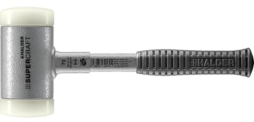 Halder Supercraft Dead Blow Mallet 3377.070 - Non-Rebounding Mallet, Hard Nylon Inserts, Break-Proof Steel Tube Handle, Anti-Slip Grip, 70mm, 5 lbs.