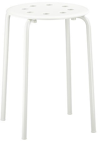 Marius Hocker, weiß, Sitz Durchmesser: 32 cm Breite: 40 cm Sitzhöhe: 45 cm.