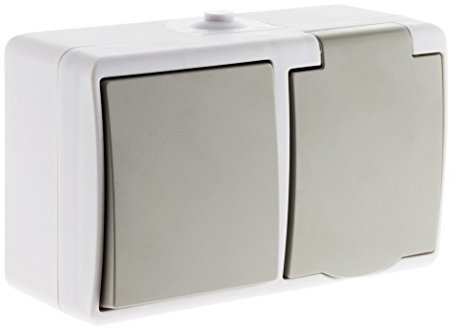 Zenitech - Va et vient + Prise 2P+T IP54 - Gris clair