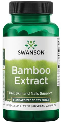 Swanson Bamboo Extract for Hair and Nails Silica Supplement Supports Collagen 300 mg 60 Veggie Capsules