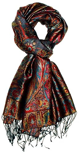 Lorenzo Cana herrar halsduk scarf jacquard vävd 100 % silke 70 x 190 cm paisley-mönster sidenscarf harmoniska färger – 7808811, röd, 70 x 190 cm