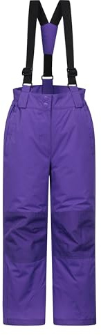 Mountain Warehouse Pantalon de ski pour enfants Honey - résistant à la neige, guêtres de neige, genoux renforcés, ouverture zippée à la cheville, bretelles amovibles - Idéal pour le ski, l'hiver Lila 3-4 ANS