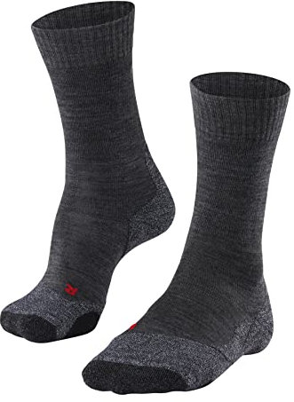 FALKE Herren Wandersocken TK2 Explore M So Wolle Funktionsmaterial antiblasen dick 1 Paar, Grau Asphalt Melange 3180-O, 46-48